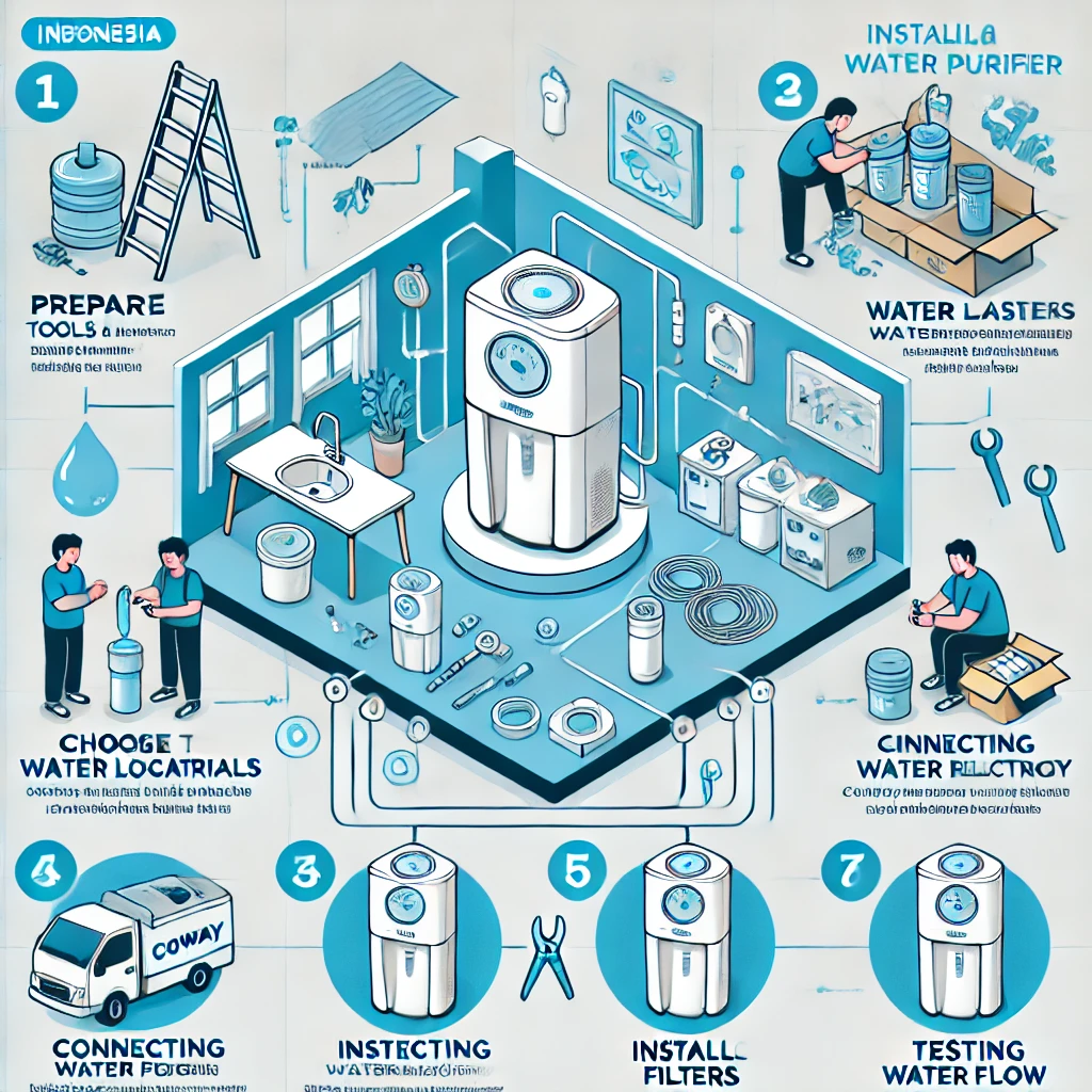 cara pasang water purifier Coway